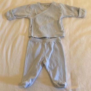 Blue Pointelle Cross Tee and Pant Set